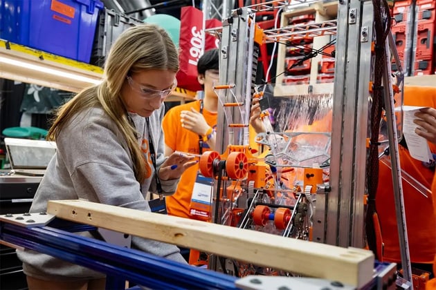 FRC team working on robot
